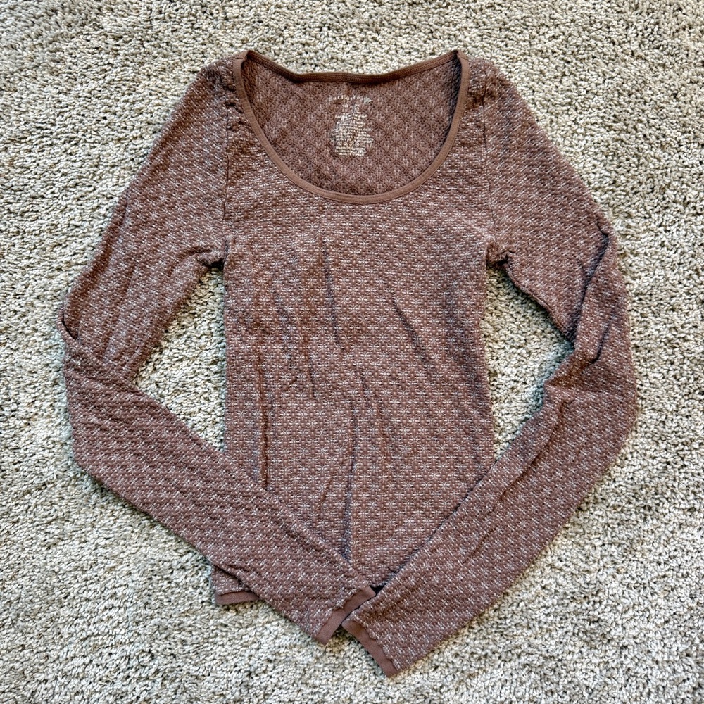 Free People Intimately Love Letter Long Sleeve in Shaved Chocolate XS/S